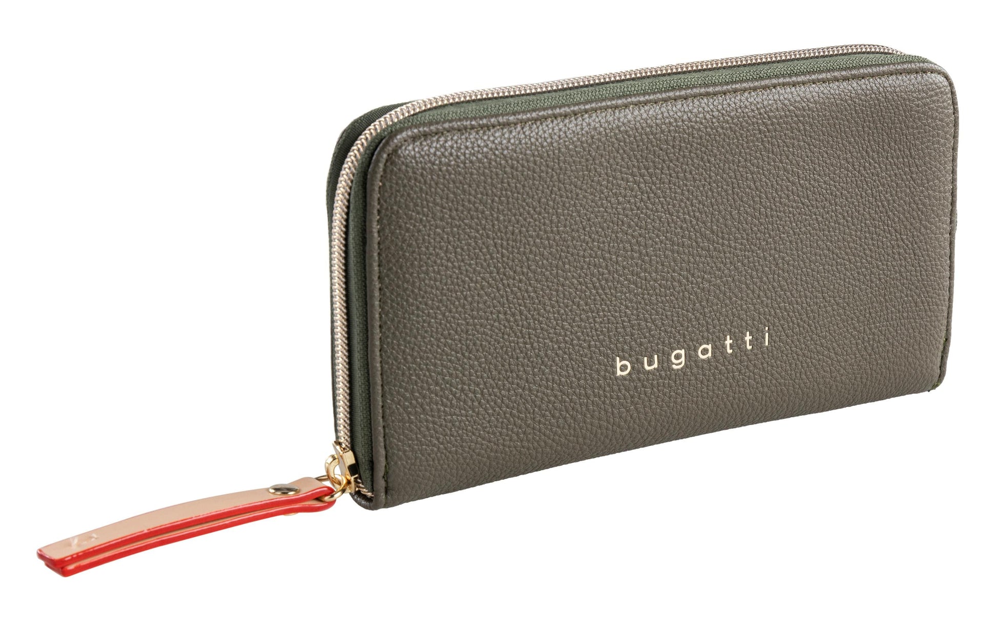 Bugatti cases Bugatti – Damenbörse Ella – Reissverschluss, Münzfach, 9 Kartenfächer – 19 × 10 × 2 cm – Olivgrün – Polyurethan
