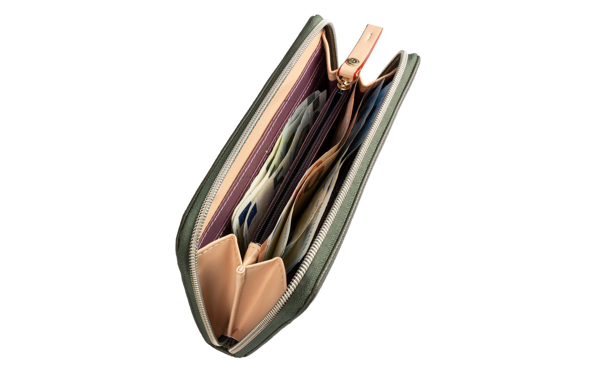 Bugatti cases Bugatti – Damenbörse Ella – Reissverschluss, Münzfach, 9 Kartenfächer – 19 × 10 × 2 cm – Olivgrün – Polyurethan