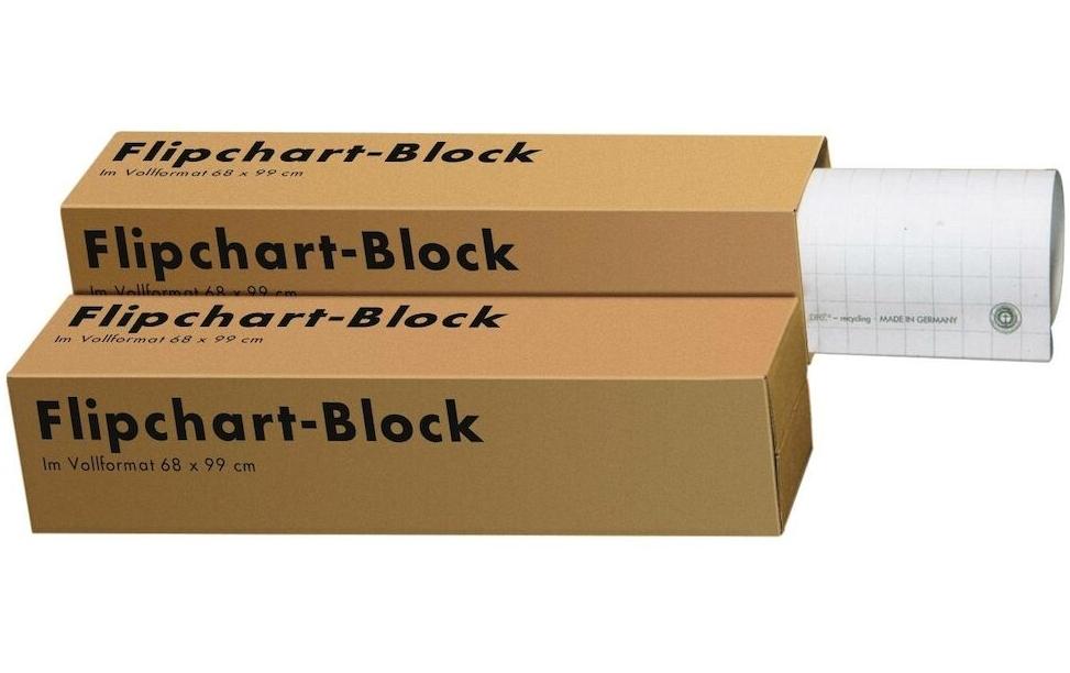 LANDRÉ Flipchart-Block 10050588 – 68 × 99 cm, 20 Blätter/Block, 5 Blöcke, blanko, Papier, mit Lochung