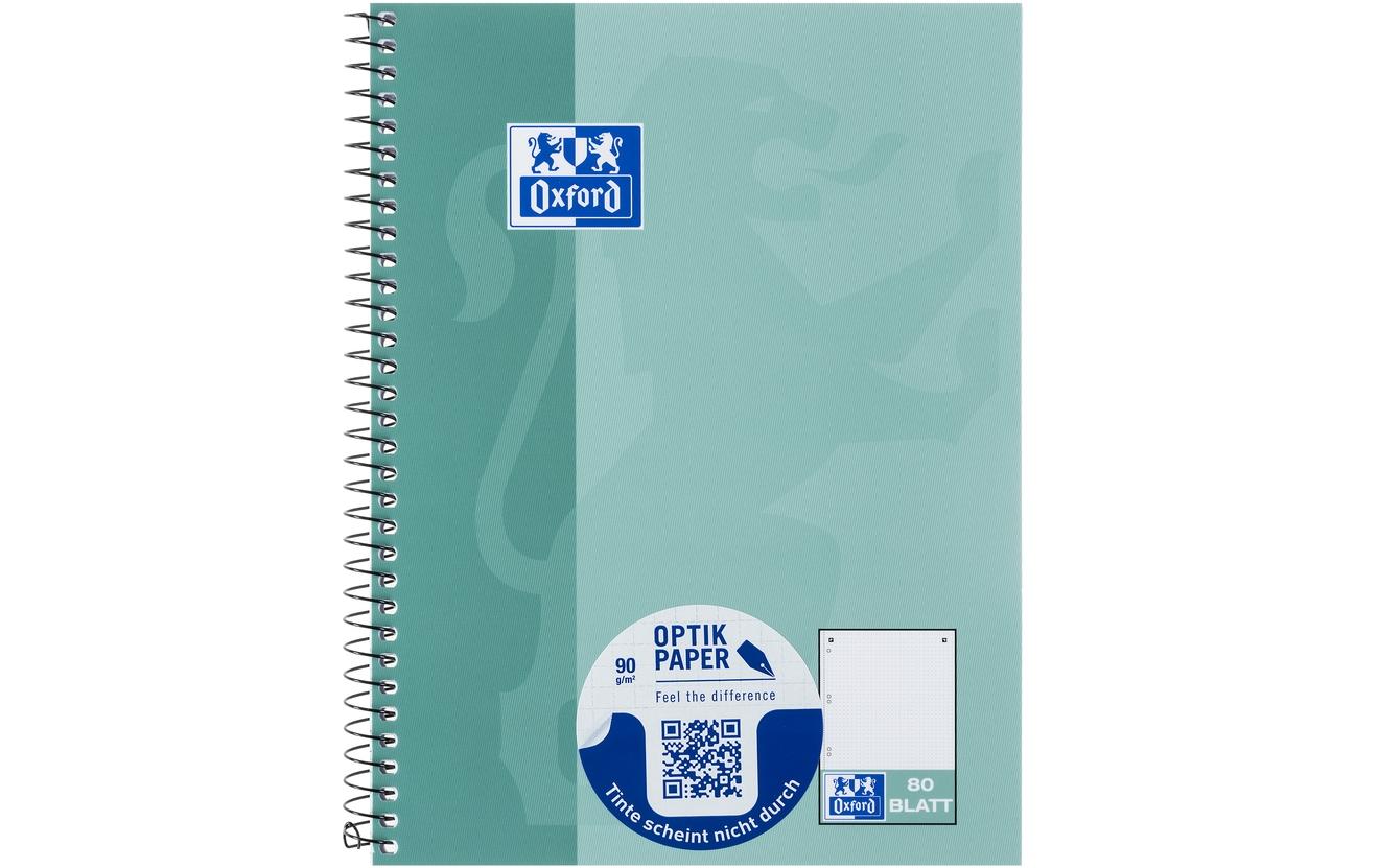 Oxford Collegeblock – A5+ – 90 g/m² – Spiralbindung, mikroperforiert, Ausreisshilfe, Mint, EU Ecolabel