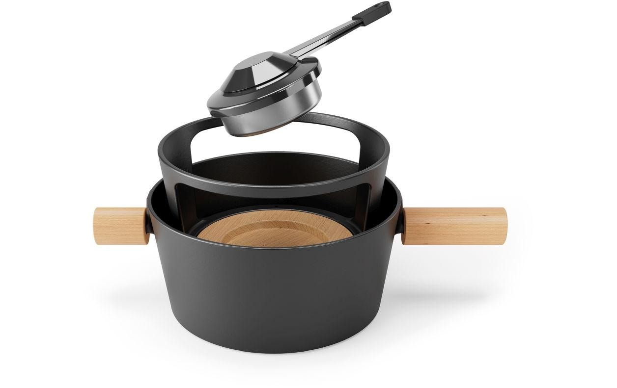 Stöckli Käsefondue-Set 9-teilig, für 6 Personen – mit Pastenbrenner, Gusseisen 21 cm/3,2 l, für Rechaud