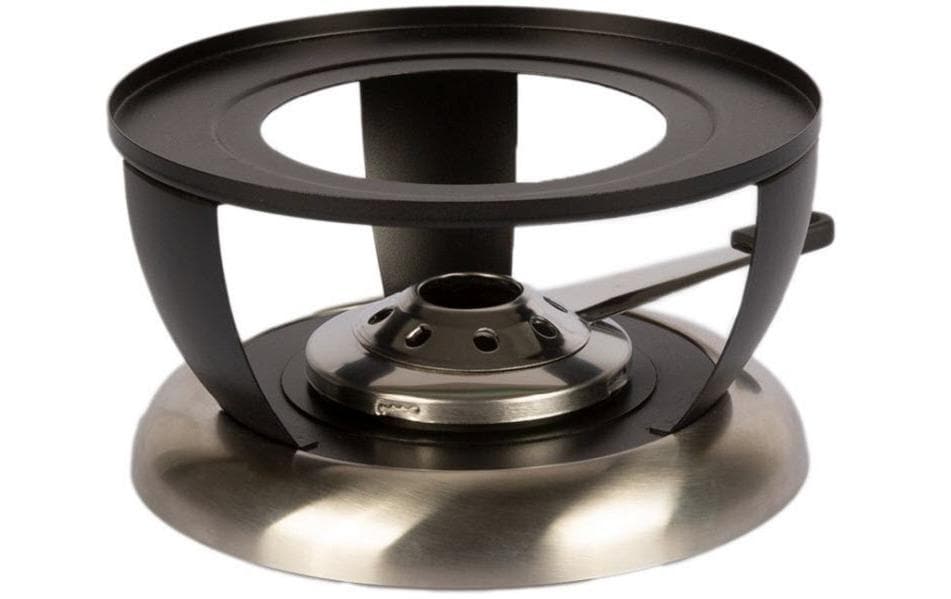 Stöckli Bellavista Inox – Rechaud Ø 20 × 12,5 cm, Edelstahl, Silber/Schwarz, mit Pastenbrenner