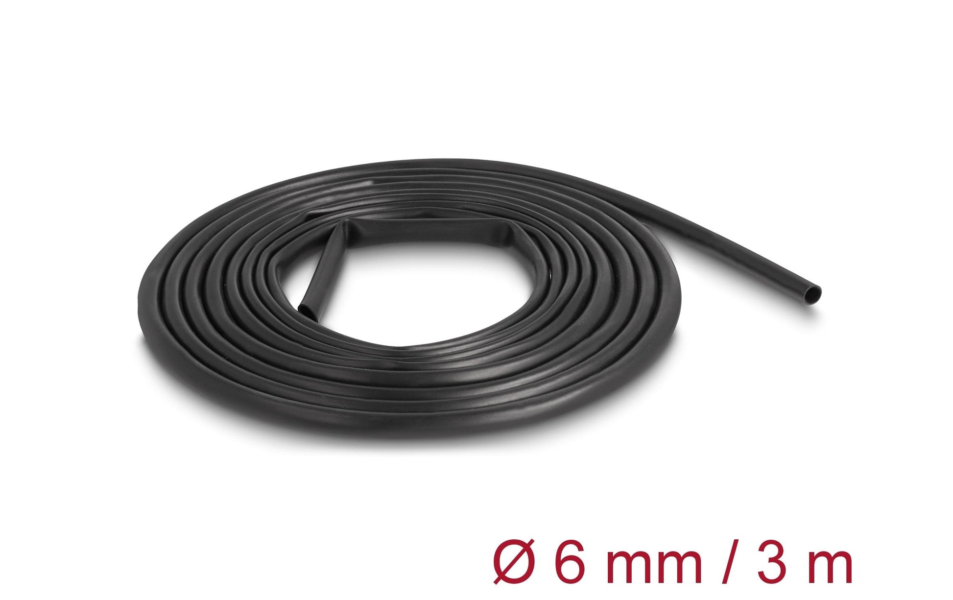 DeLOCK Kabelschlauch, Ø 6 mm × 3 m, zuschneidbar – schwarz