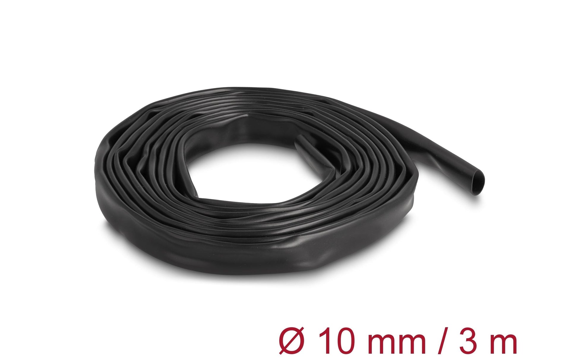 DeLOCK Kabelschlauch, Ø 10 mm × 3 m, elastisch, VW-1 – schwarz