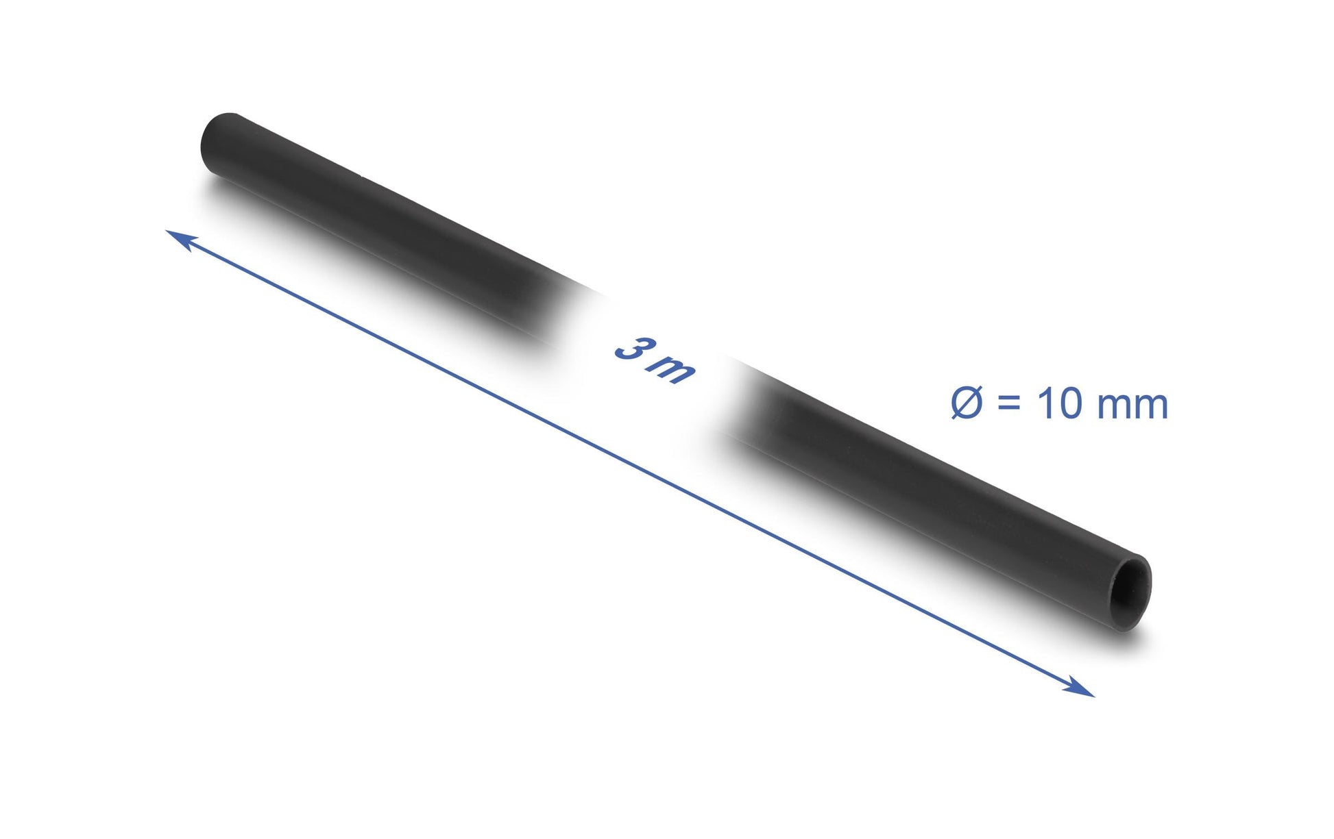 DeLOCK Kabelschlauch, Ø 10 mm × 3 m, elastisch, VW-1 – schwarz