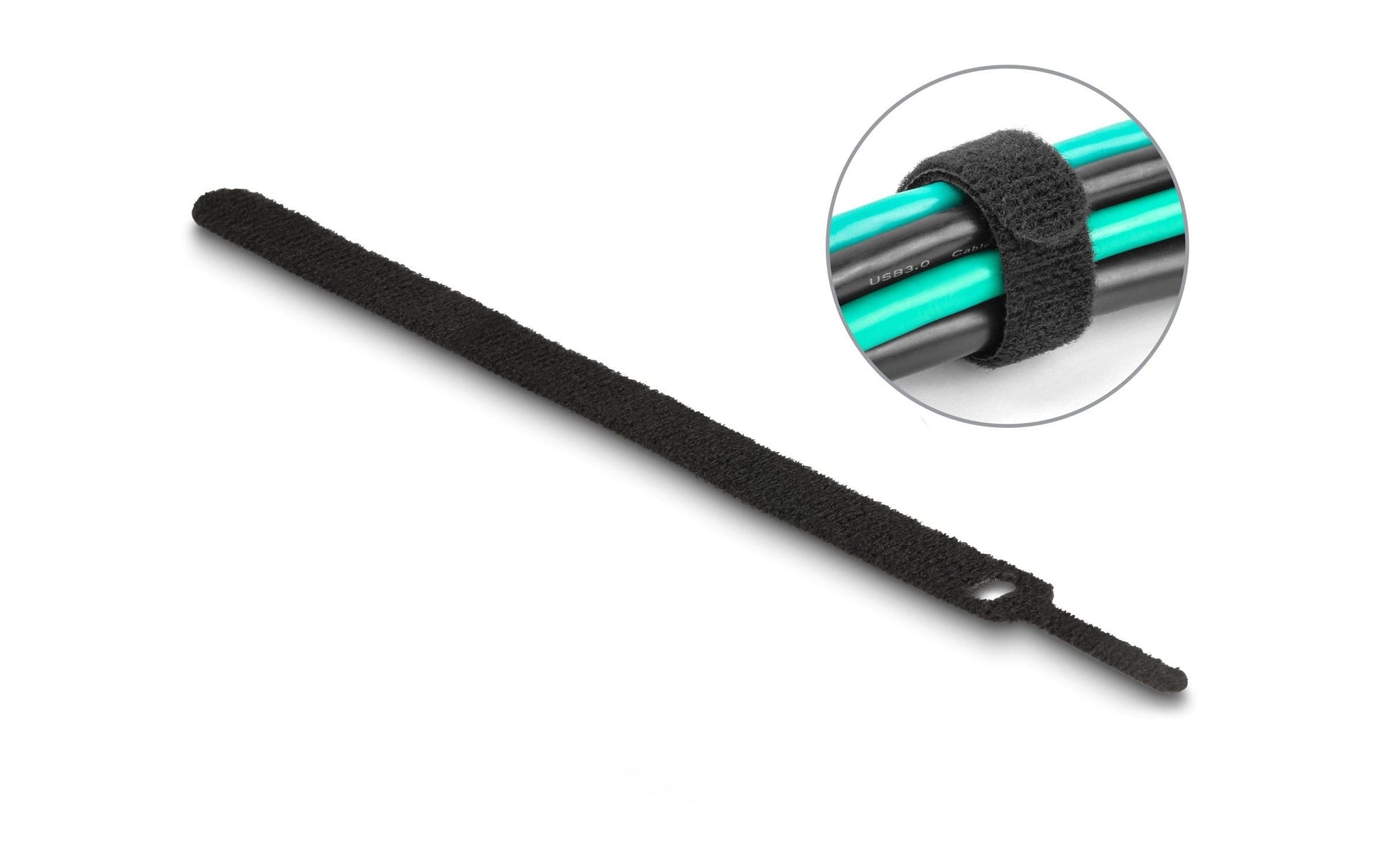 DeLOCK Klett-Kabelbinder 200 × 12 mm, schwarz, 10 Stk.