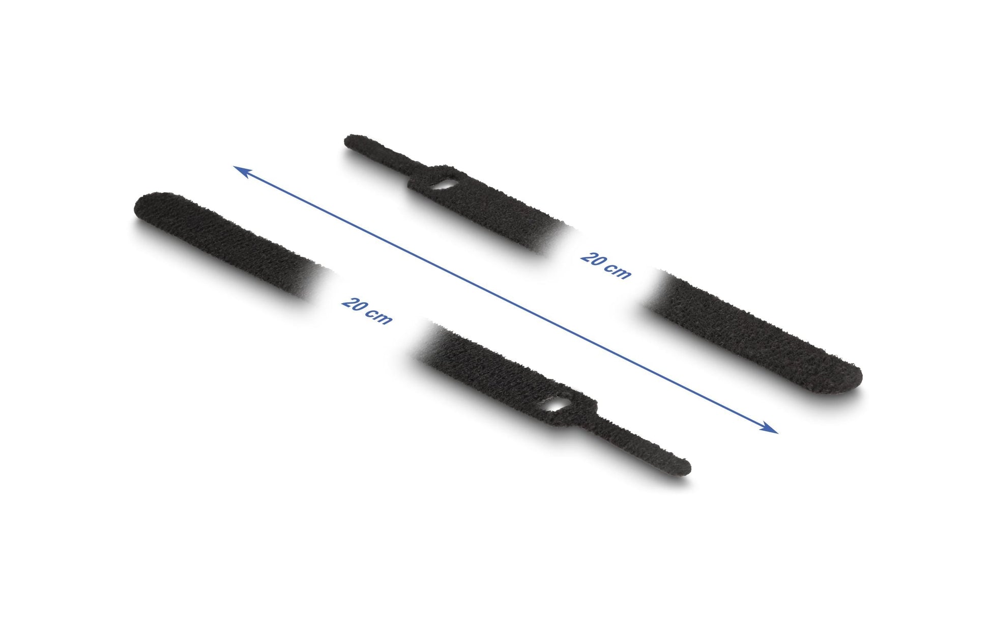 DeLOCK Klett-Kabelbinder 200 × 12 mm, schwarz, 10 Stk.
