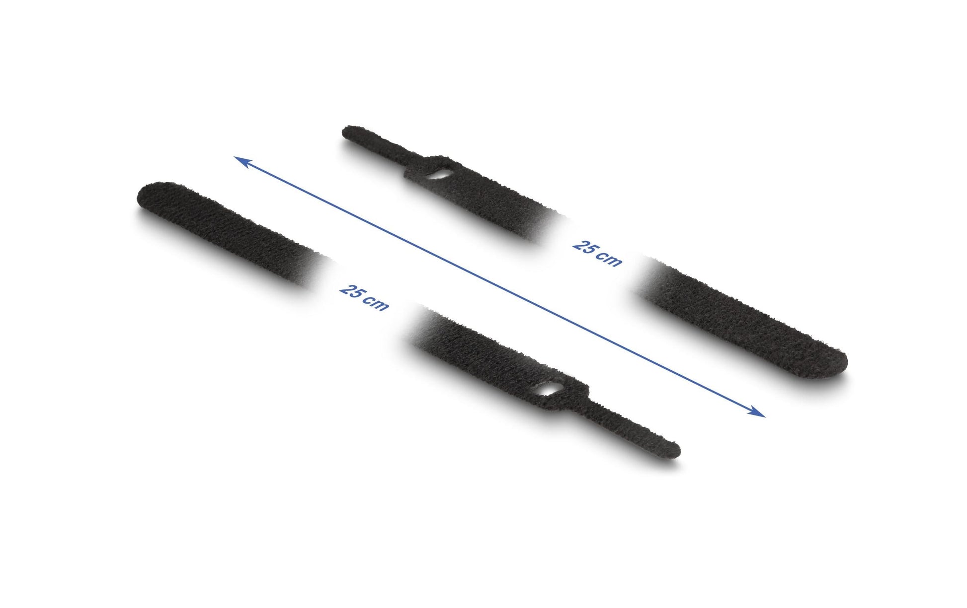DeLOCK Klett-Kabelbinder, 12 mm × 0,25 m, Schwarz, 10 Stück