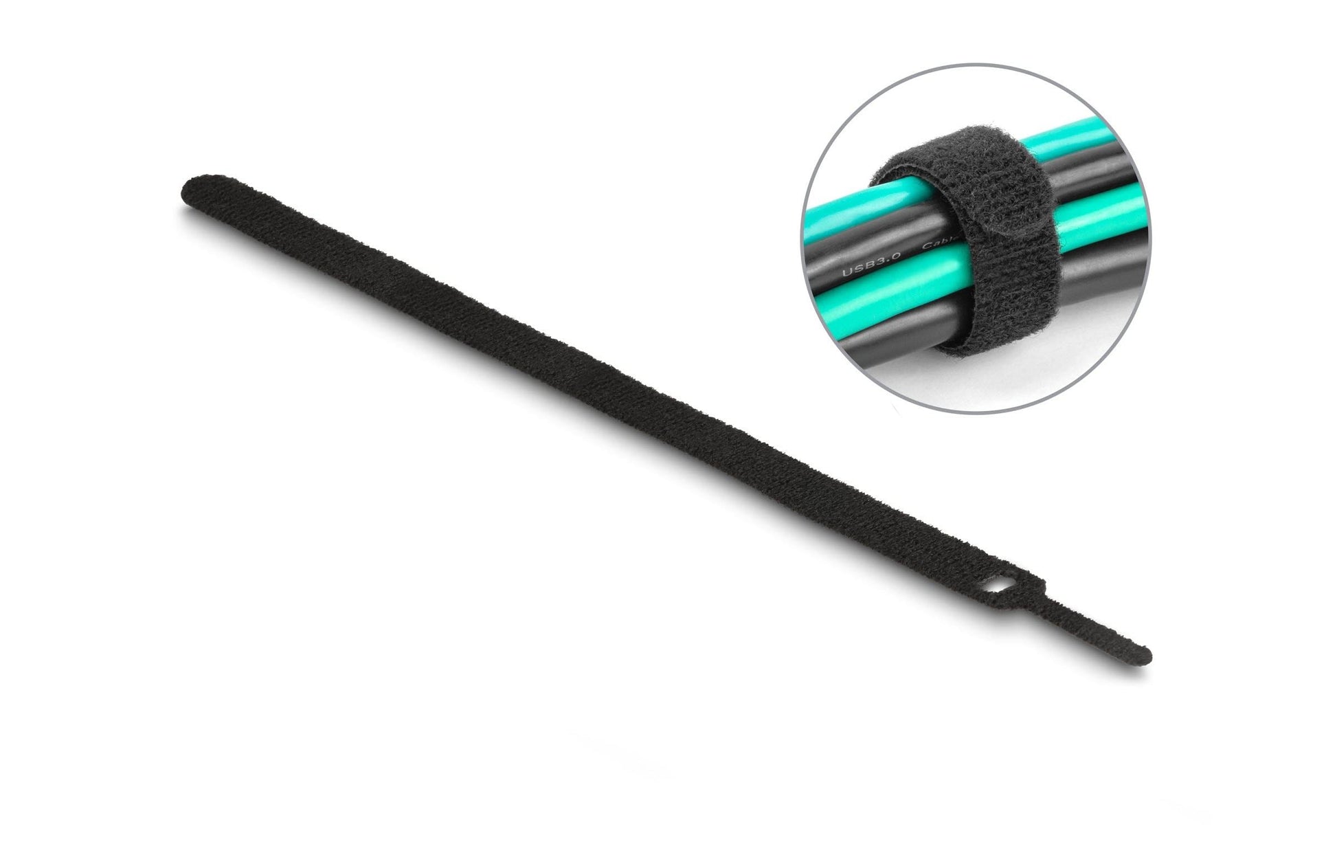DeLOCK Klettkabelbinder, 12 mm × 0,3 m, Schwarz, 10 Stück