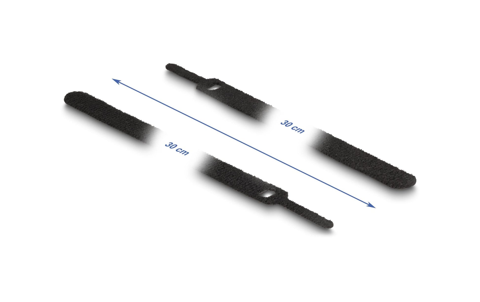DeLOCK Klettkabelbinder, 12 mm × 0,3 m, Schwarz, 10 Stück