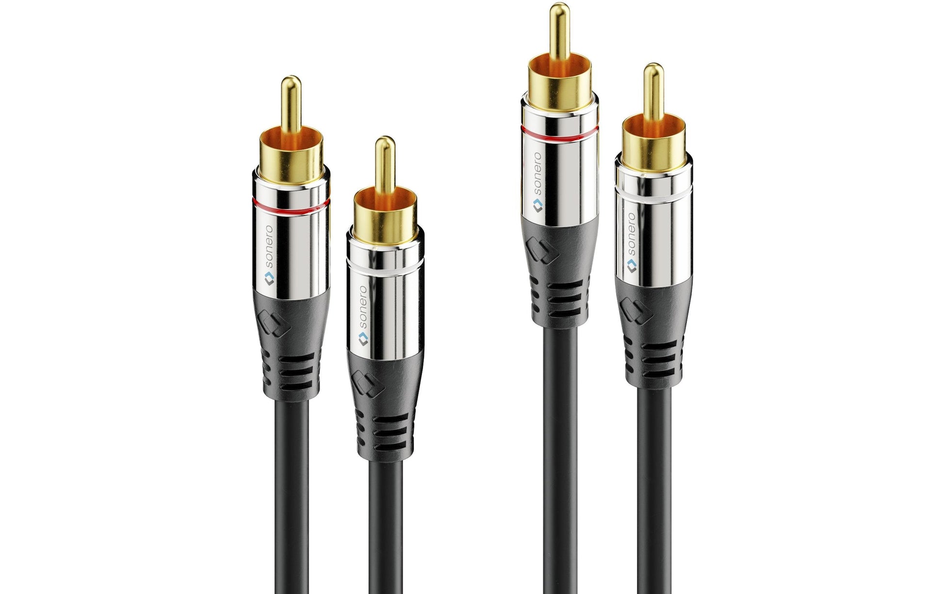 Sonero Cinch-Kabel (2×) – Stecker zu Stecker – 0,5 m, vergoldete Stecker