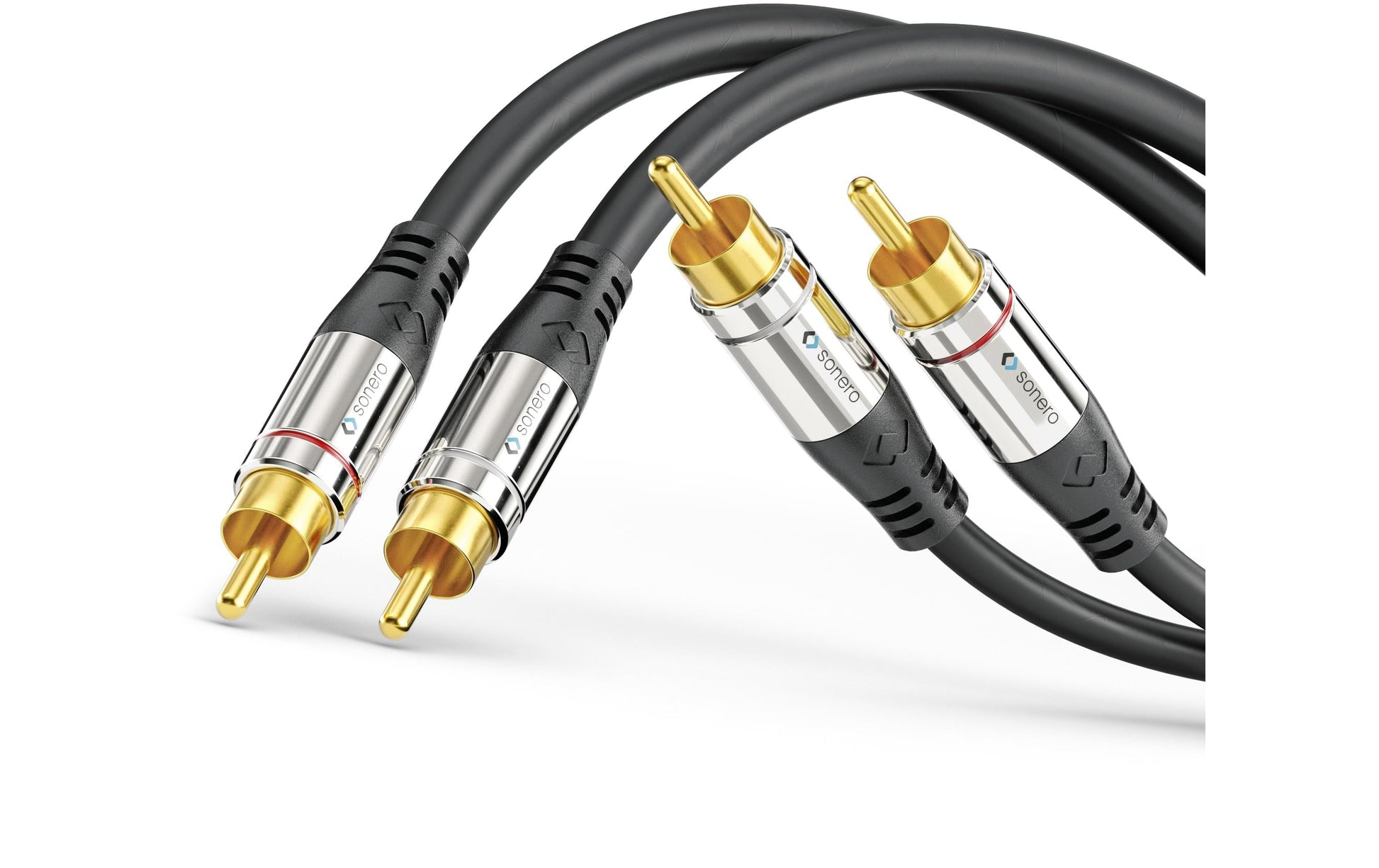 Sonero Cinch-Kabel (2×) – Stecker zu Stecker – 0,5 m, vergoldete Stecker
