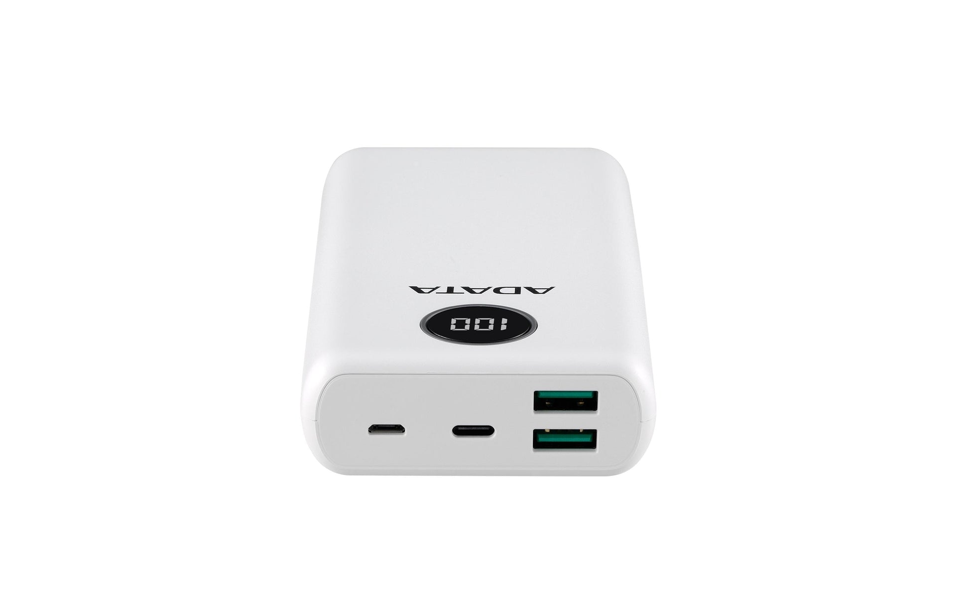 ADATA Powerbank 20000 mAh, PD 18 W, 2× USB-A, 1× USB-C, mit LCD-Display, für Smartphones, Weiss