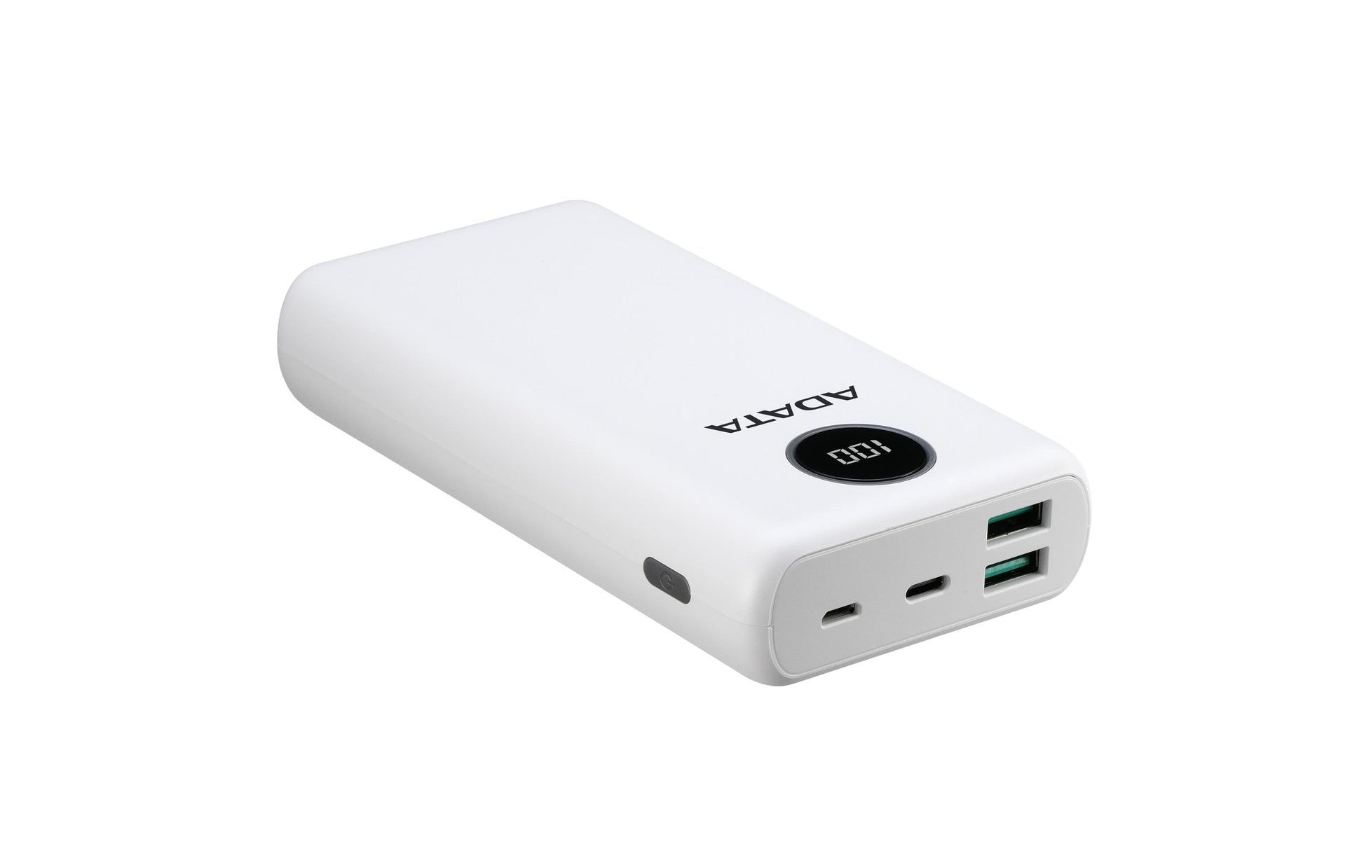 ADATA Powerbank 20000 mAh, PD 18 W, 2× USB-A, 1× USB-C, mit LCD-Display, für Smartphones, Weiss
