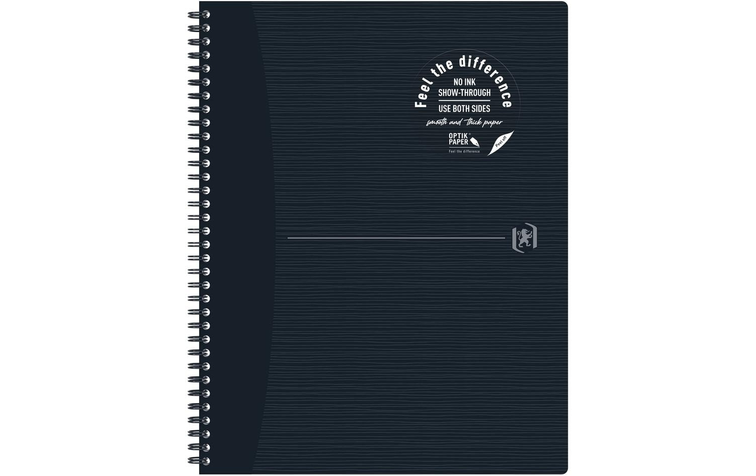 Oxford Spiralbuch – A4+ – 70 Blatt – Doppelspirale, perforiert, SCRIBZEE-kompatibel, stabiler Deckel, schwarz