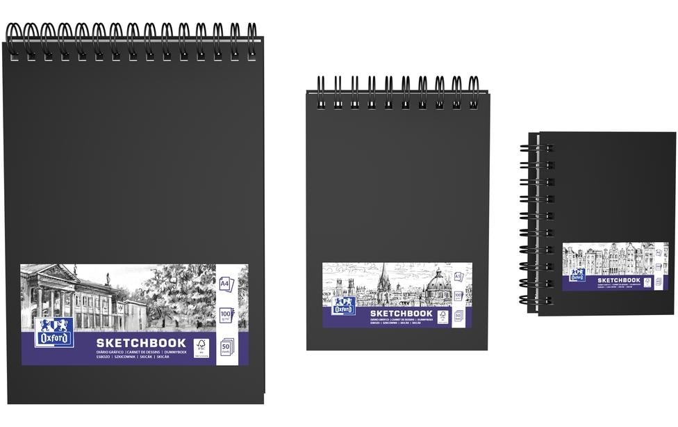 Oxford Spiral-Skizzenbuch – A6 – 100 g/m² – Hardcover – Schwarz