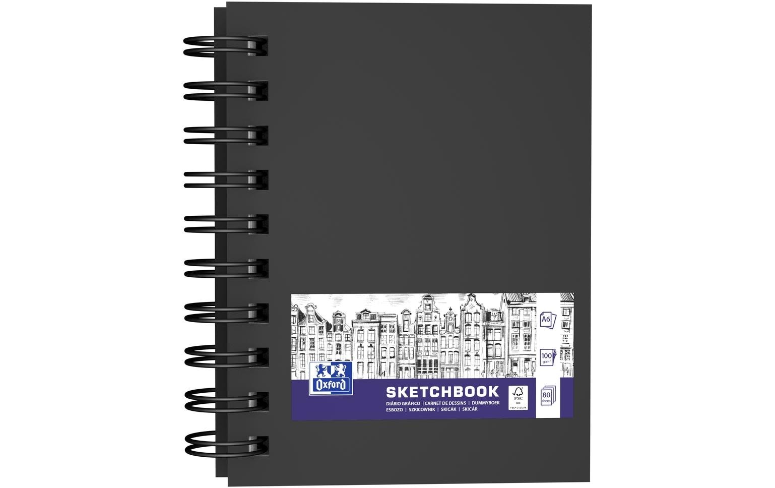 Oxford Spiral-Skizzenbuch – A6 – 100 g/m² – Hardcover – Schwarz