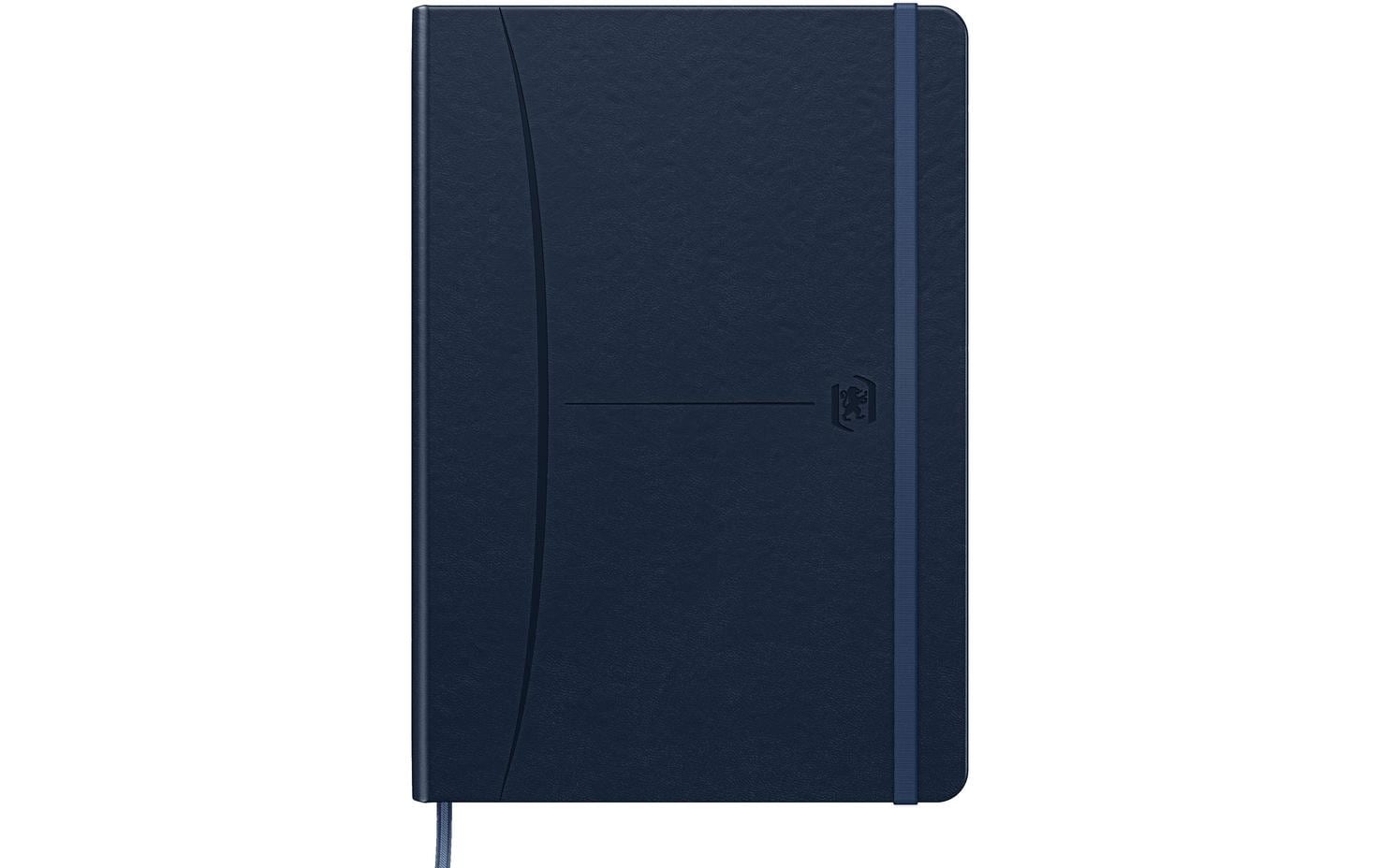 Oxford Notizbuch – A5 – liniert 6 mm – 80 Blatt – Hardcover, Gummiband, Dokumententasche, Navy, EU Ecolabel