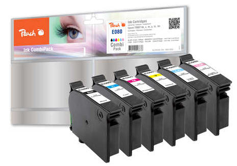 Peach Tintenpatronen-Multipack T0807, 6er-Pack, kompatibel – für Epson Stylus Photo PX650, RX585, R360 und andere
