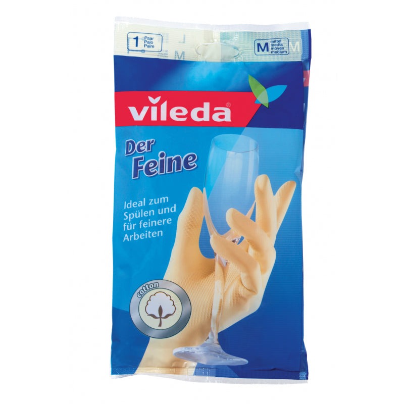 Vileda Arbeitshandschuhe Der Feine Sensitive – M, 1 Paar (2 Stück) – Baumwolle/Latex, Rosa