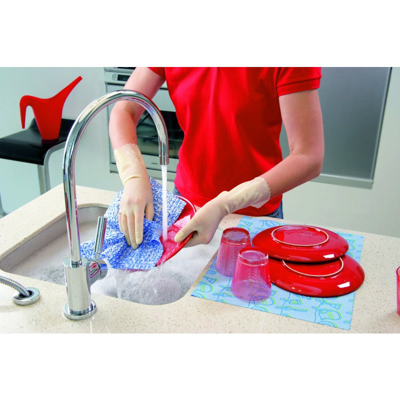 Vileda Arbeitshandschuhe Der Feine Sensitive – M, 1 Paar (2 Stück) – Baumwolle/Latex, Rosa