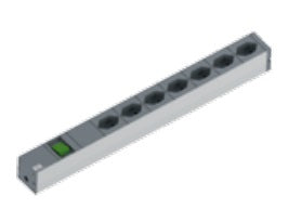 Bachmann 19" 1U Steckdosenleiste, 7× T13, mit Schalter, 2 m, Stecker T12