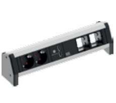 Bachmann DESK 1 Facility System Steckdosenleiste CH (Typ J) 2×AC – USB×1 – Aluminium, schwarz