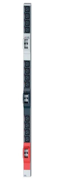 Bachmann Rack-PDU – Standard, 3-phasig, Vertikal 1U, 32 A 400 V, 24×C13 + 3×C19, CEE 5-polig (rot), 3 m