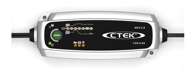 CTEK MXS 3.8 Batterieladegerät 12 V, 3,8 A – für Blei-Säure (AGM, Gel), IP65, 1,2–130 Ah – schwarz, silber