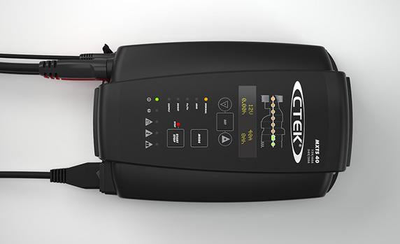 Ctek MXTS 40 Batterieladegerät 12/24 V, 40 A – 8-Stufig, für Blei-Säure (nass, AGM, Gel), Auto – Schwarz