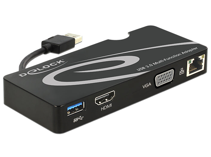 DeLOCK 62461 Dockingstation – USB-A, 1× HDMI, 1× VGA, GbE