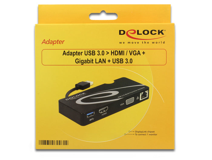 DeLOCK 62461 Dockingstation – USB-A, 1× HDMI, 1× VGA, GbE