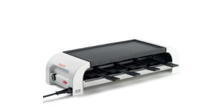 Stöckli Raclette-Grill for8 PizzaGrill – 8 Personen, 1450 W, Aluguss-Grillplatte, Antihaftbeschichtung – schwarz