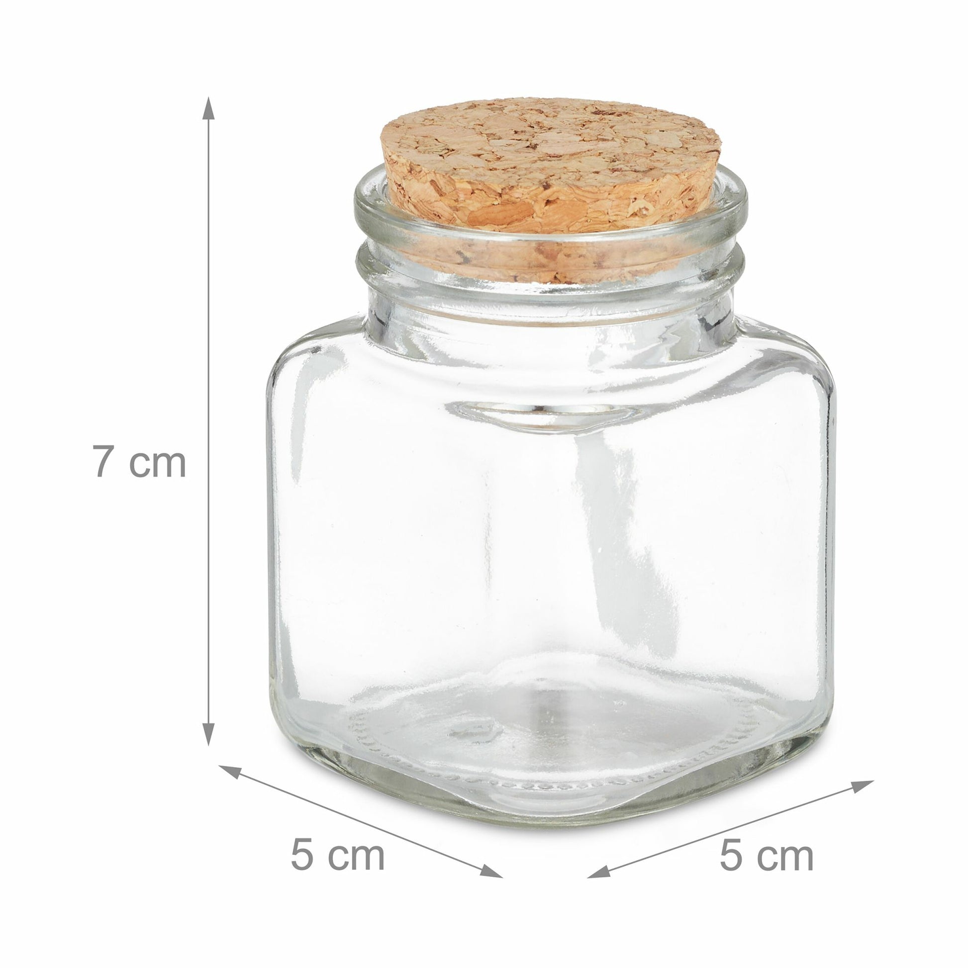 Relaxdays Gewürzglas 100 ml, Ø 5 × 7 cm, Glas/Kork/Silikon, 20 Stk., transparent
