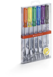 PB Swiss Tools Fonduegabeln – 6er-Set, Edelstahl, Kunststoffgriff, Mehrfarbig, für Käsefondue
