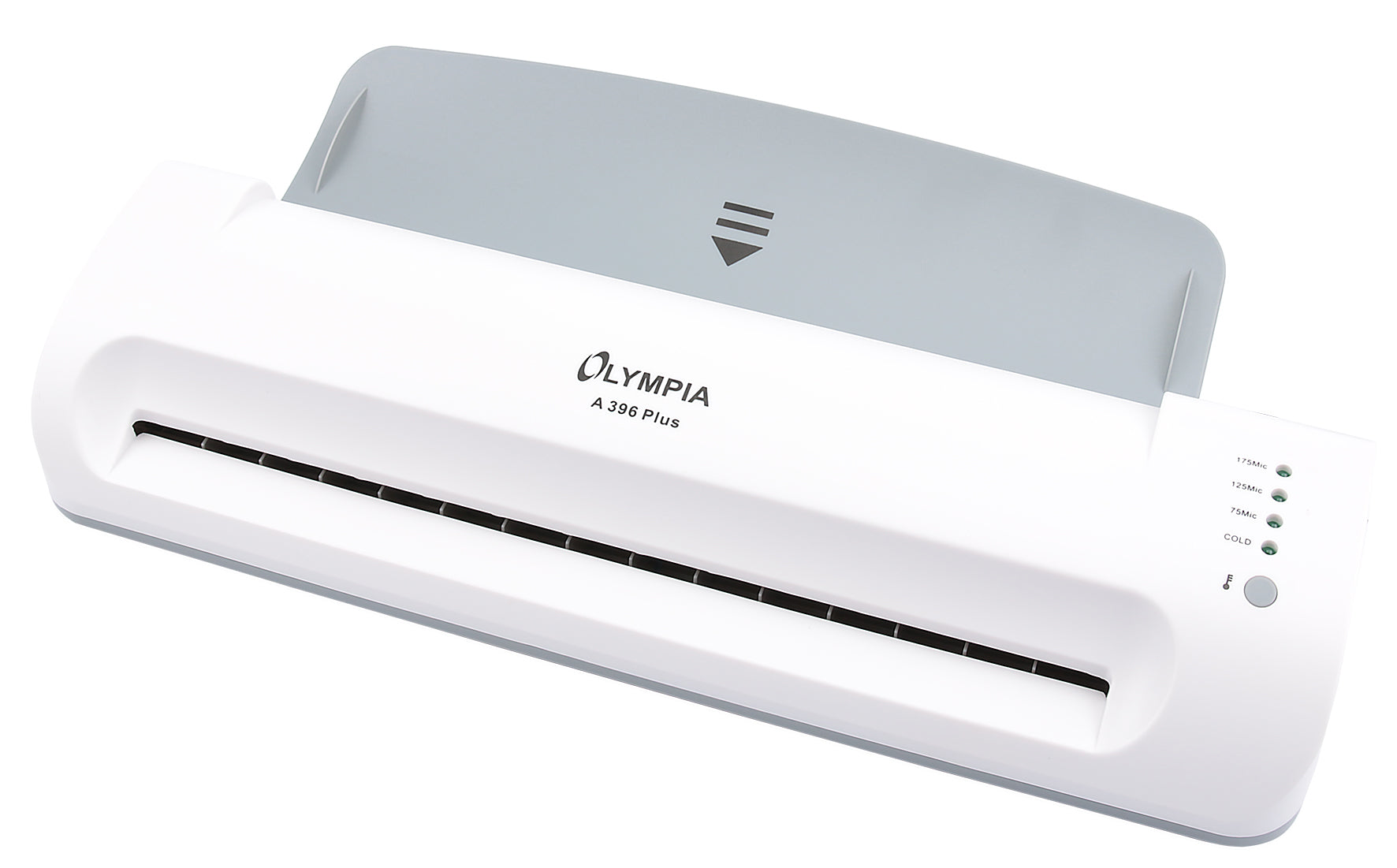 Olympia A 396 Plus – Heiss/Kalt-Laminator, für A3, bis 175 µm, 300 mm/min, 5 min Aufwärmzeit, 1 Rolle, Silber
