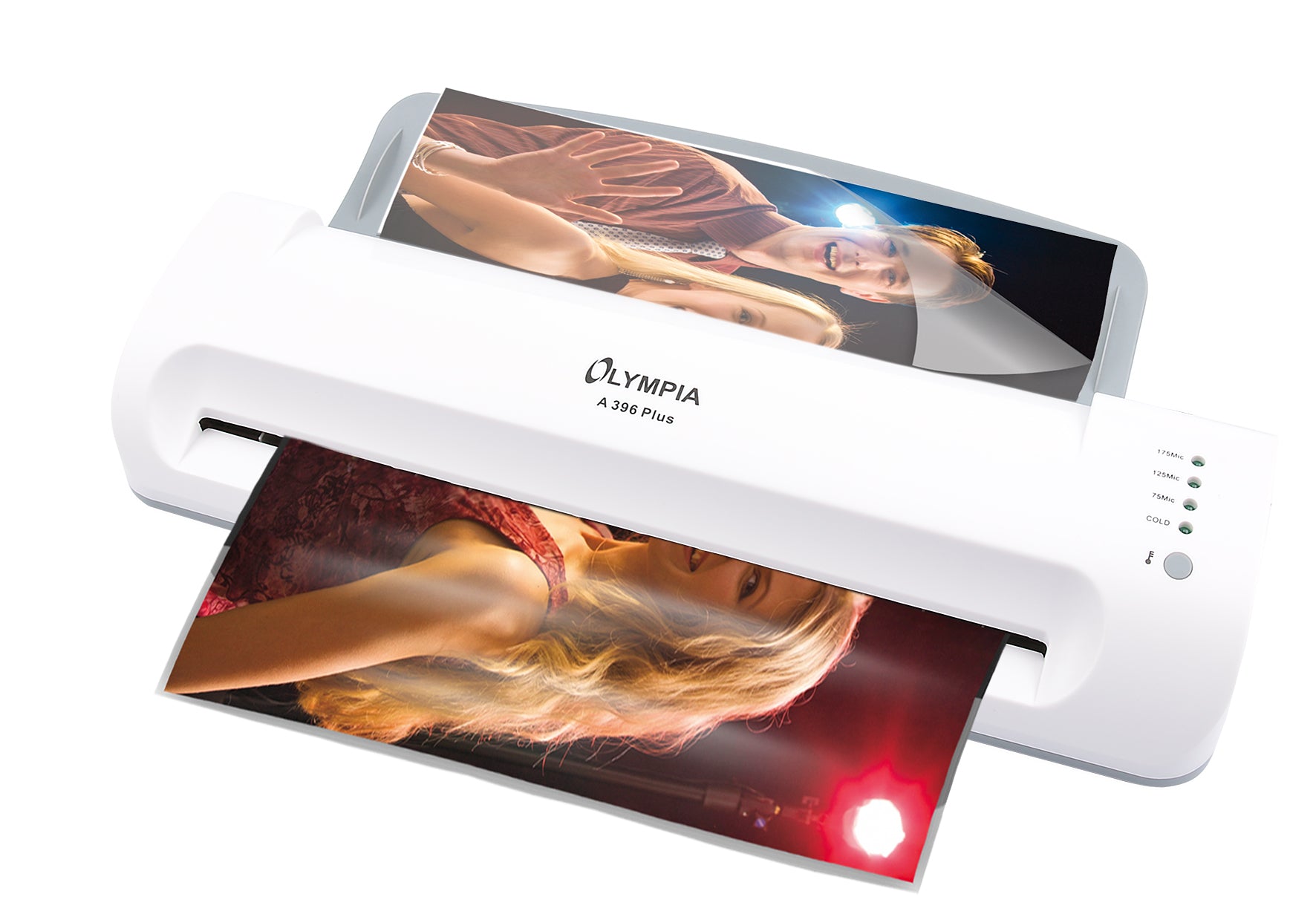 Olympia A 396 Plus – Heiss/Kalt-Laminator, für A3, bis 175 µm, 300 mm/min, 5 min Aufwärmzeit, 1 Rolle, Silber