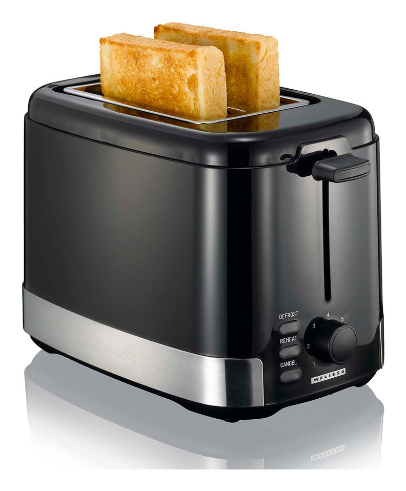 Melissa Standtoaster 16140148 – 2 Scheiben, 7 Stufen, 800 W, Brötchenwärmer – schwarz/edelstahl