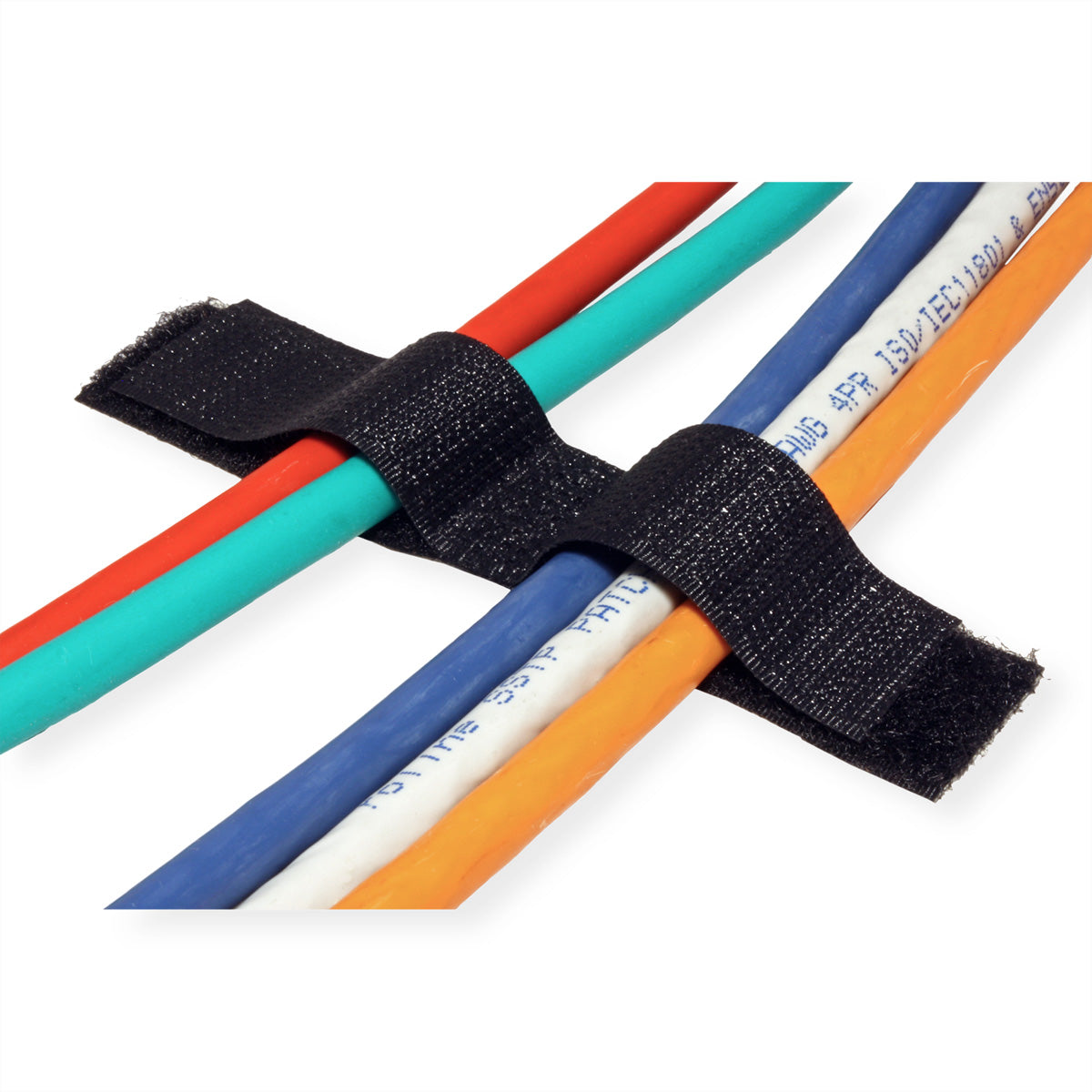 Velcro Klettband Kabelflachverleger – 20 × 100 mm, schwarz, selbstklebend
