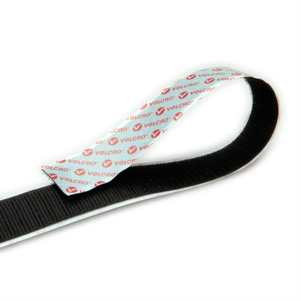 Velcro Klettband – 25 mm × 25 m, schwarz, selbstklebend