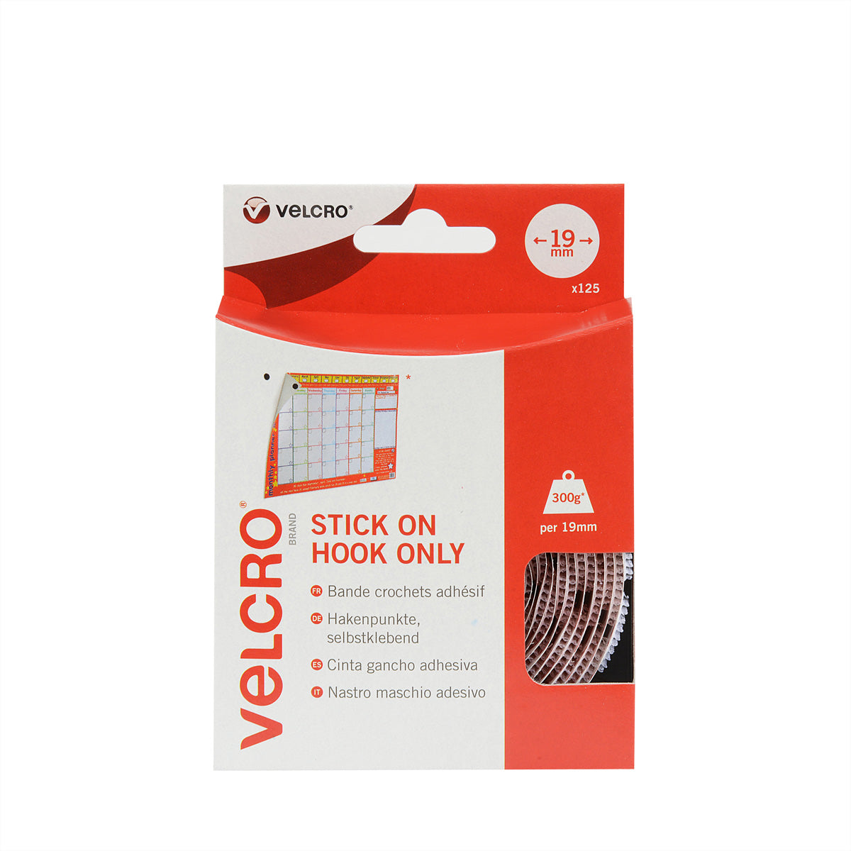 Velcro Montagepad – Ø 19 mm, weiss, 125 Stk., selbstklebend