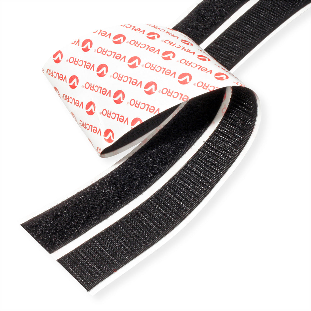 Velcro Klettband selbstklebend – 20 mm × 10 m, schwarz, 1 Stk.