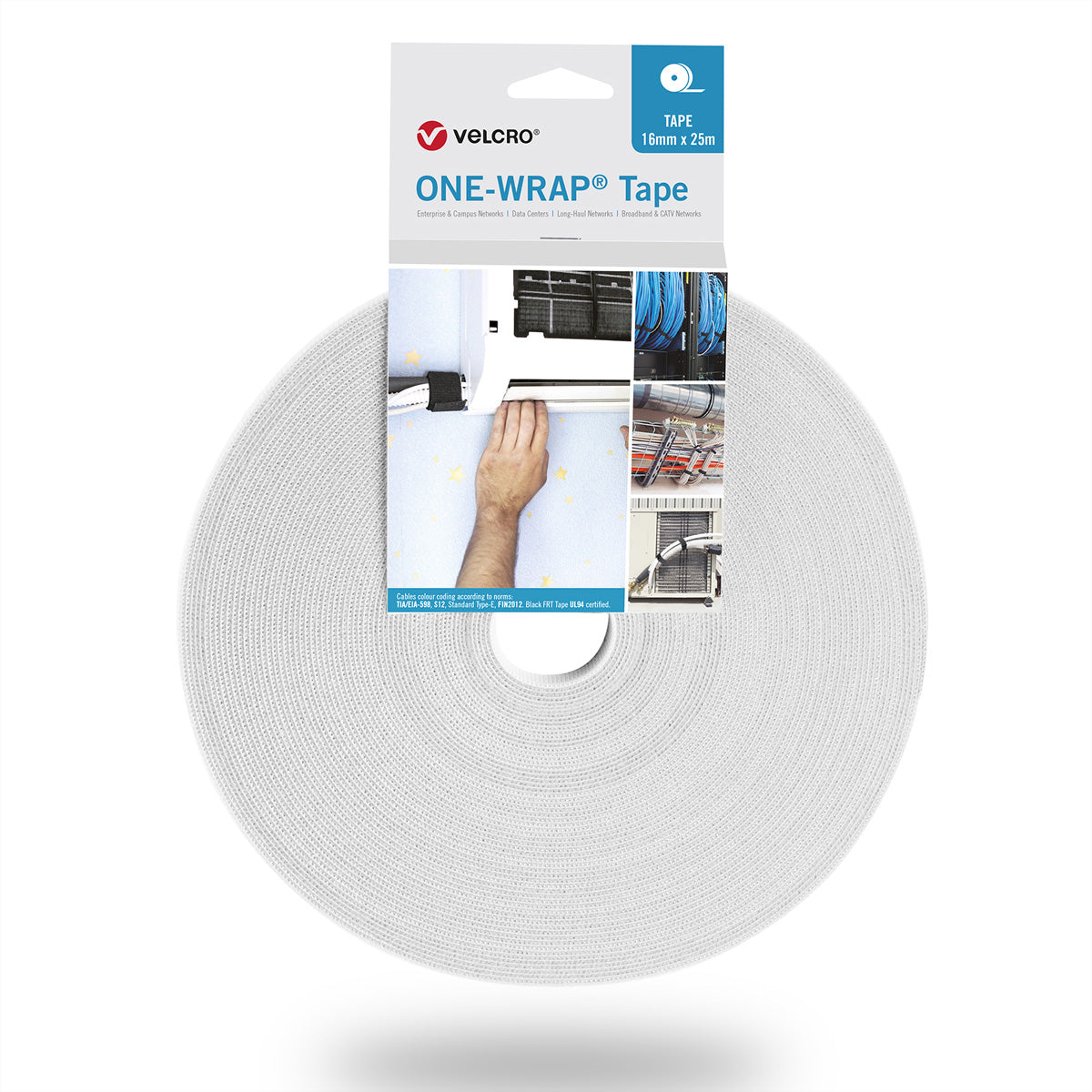 Velcro Klettband, 25 m, 10 mm – Weiss