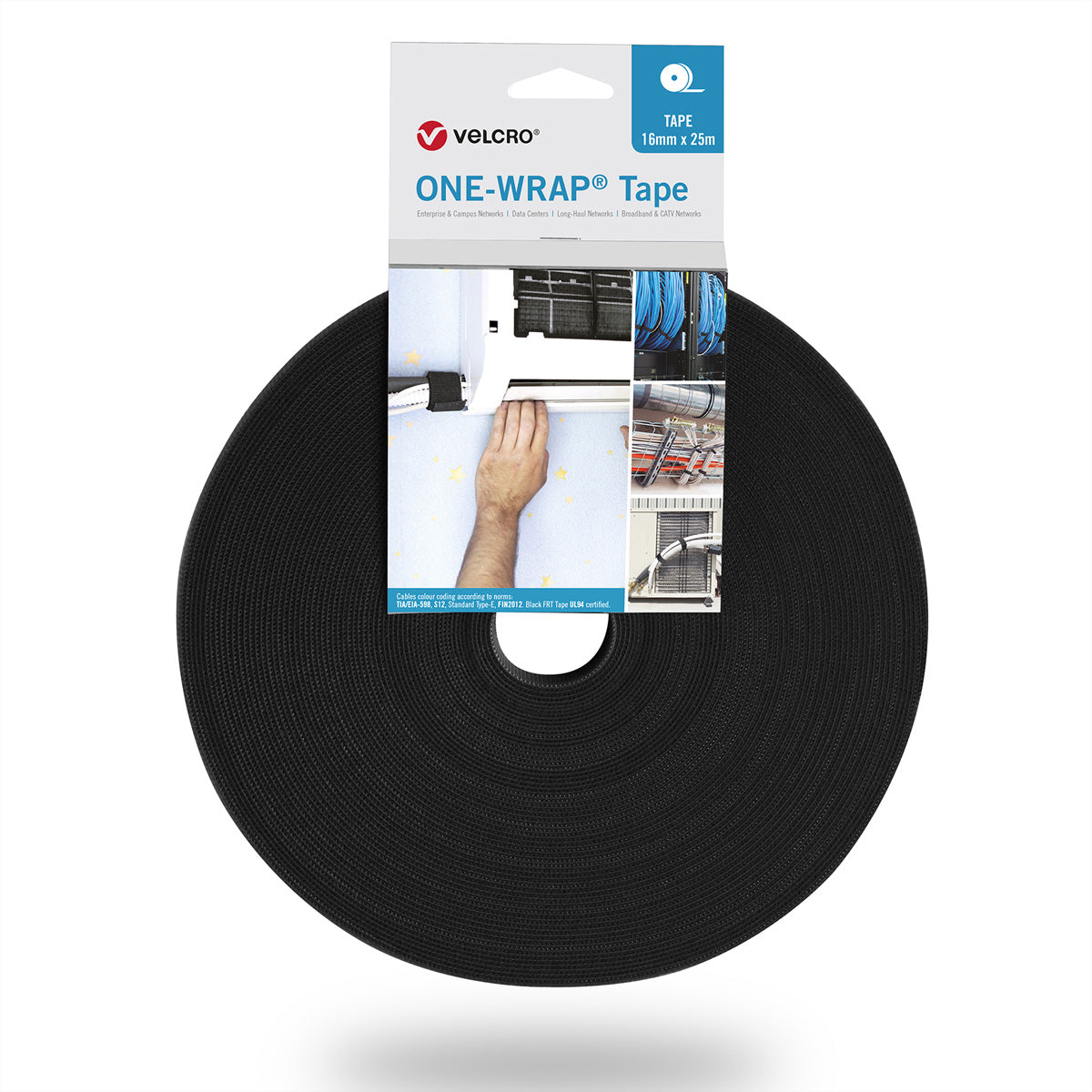Velcro Schnur – 25 m, Ø 13 mm, PP, schwarz