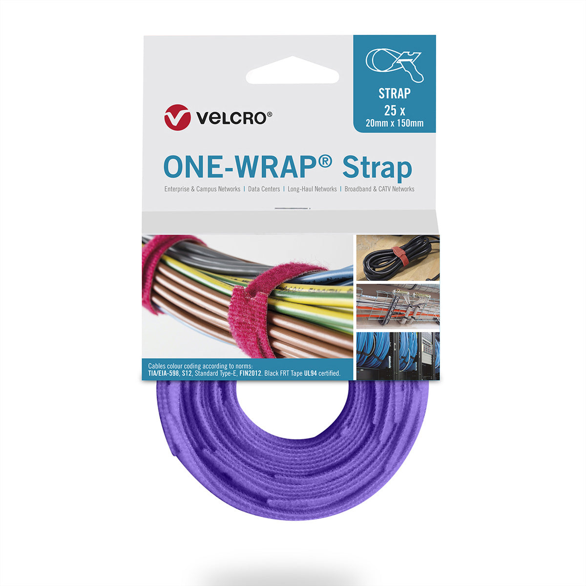 Velcro Schnur – 0,2 m, PP, violett, 25 Stück