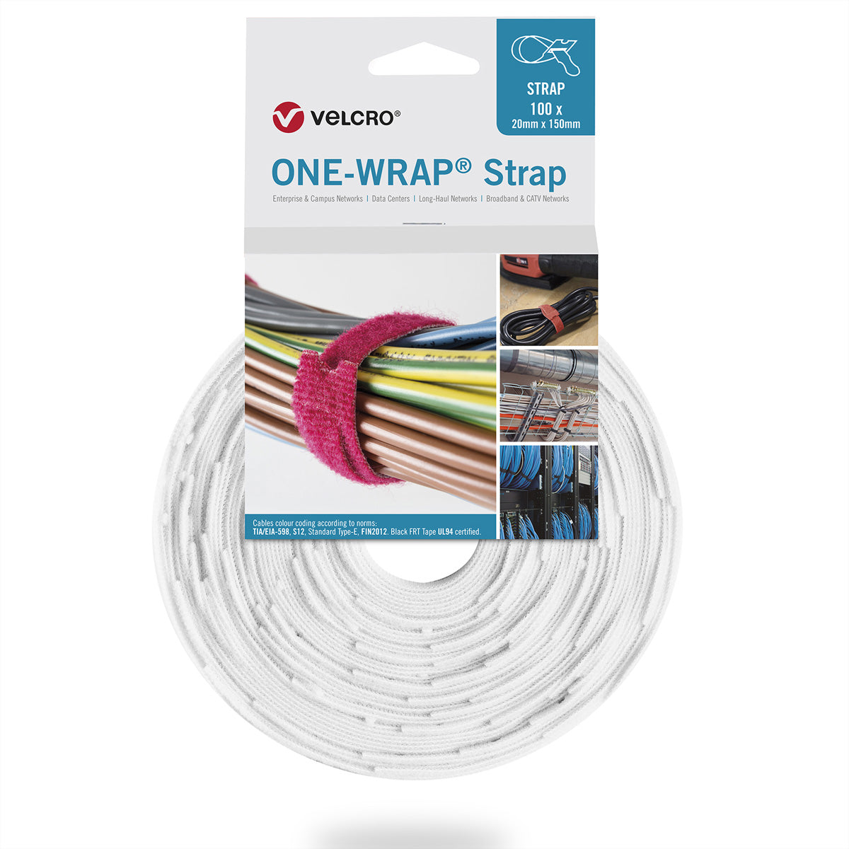 Velcro Schnur – 0,2 m, PP, weiss, 100 Stück