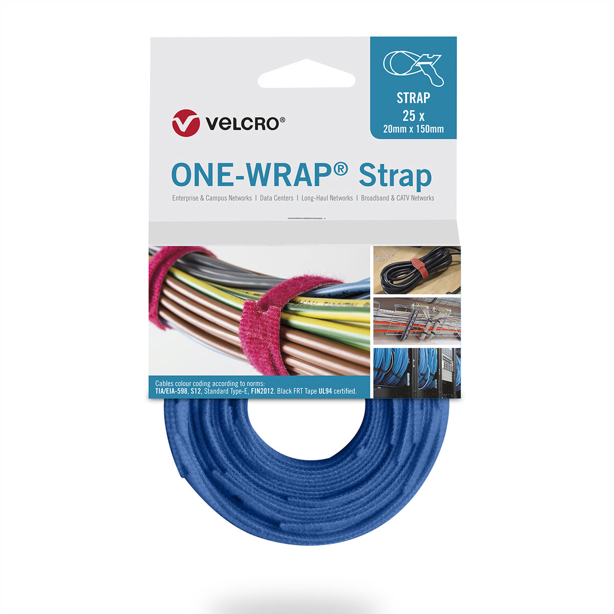 Velcro Schnur – 0,2 m, PP, blau, 25 Stück