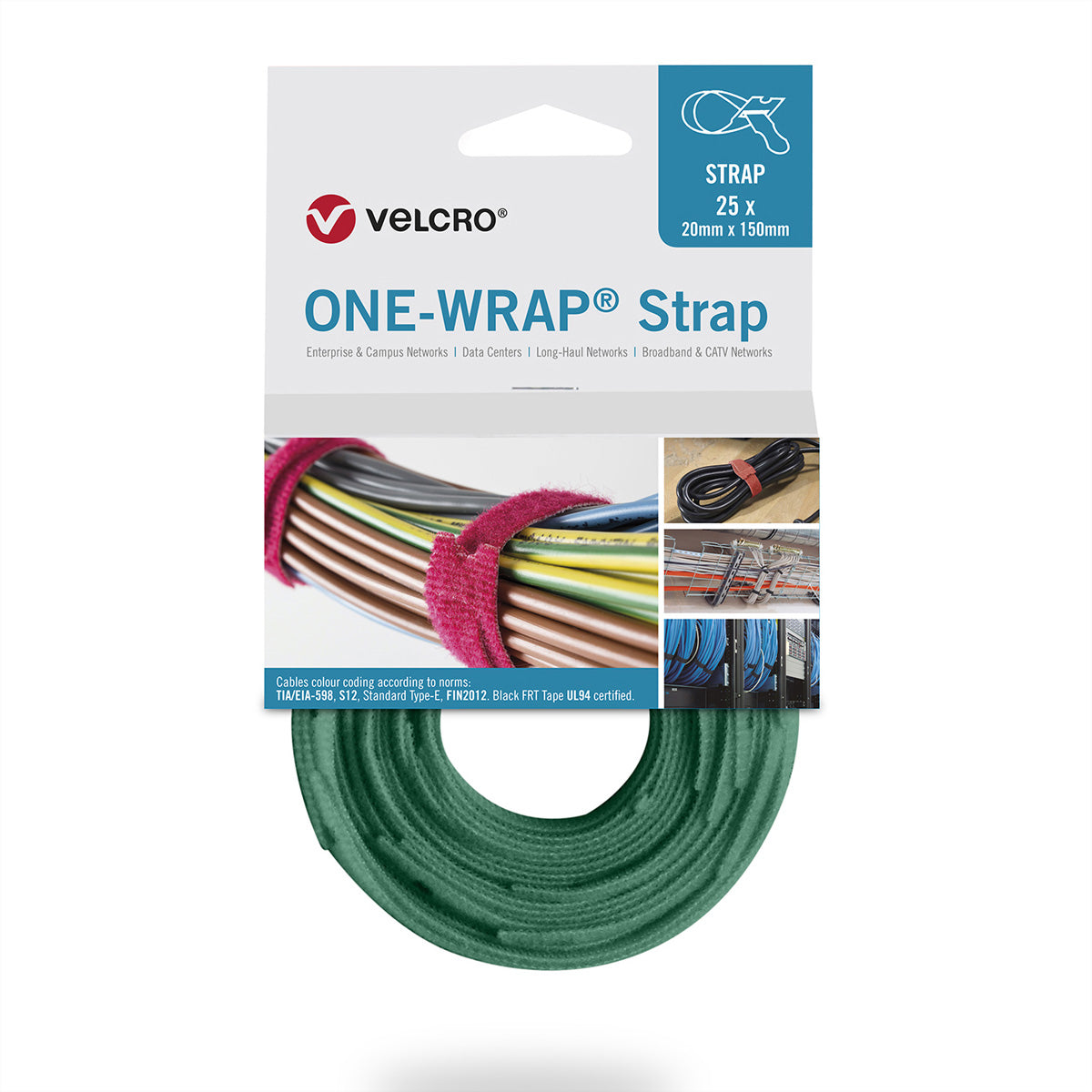 Velcro Schnur – 0,2 m, PP, grün, 25 Stück