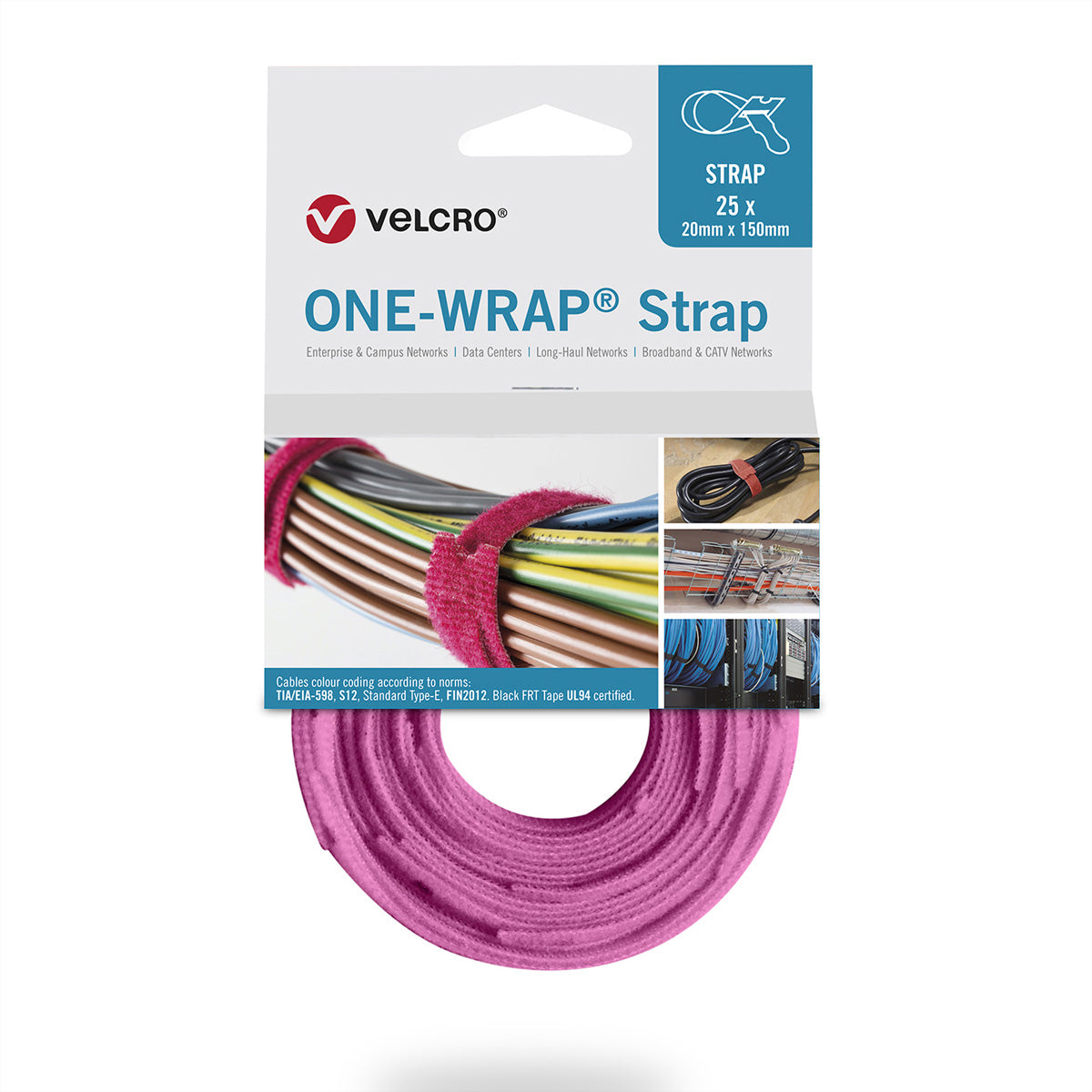 Velcro Schnur – 0,3 m, PP, rosa, 25 Stück