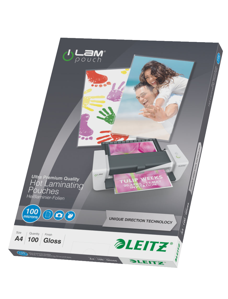 Leitz Laminierfolien A4, glänzend – 100 µm, 216 × 303 mm, 100 Stk.